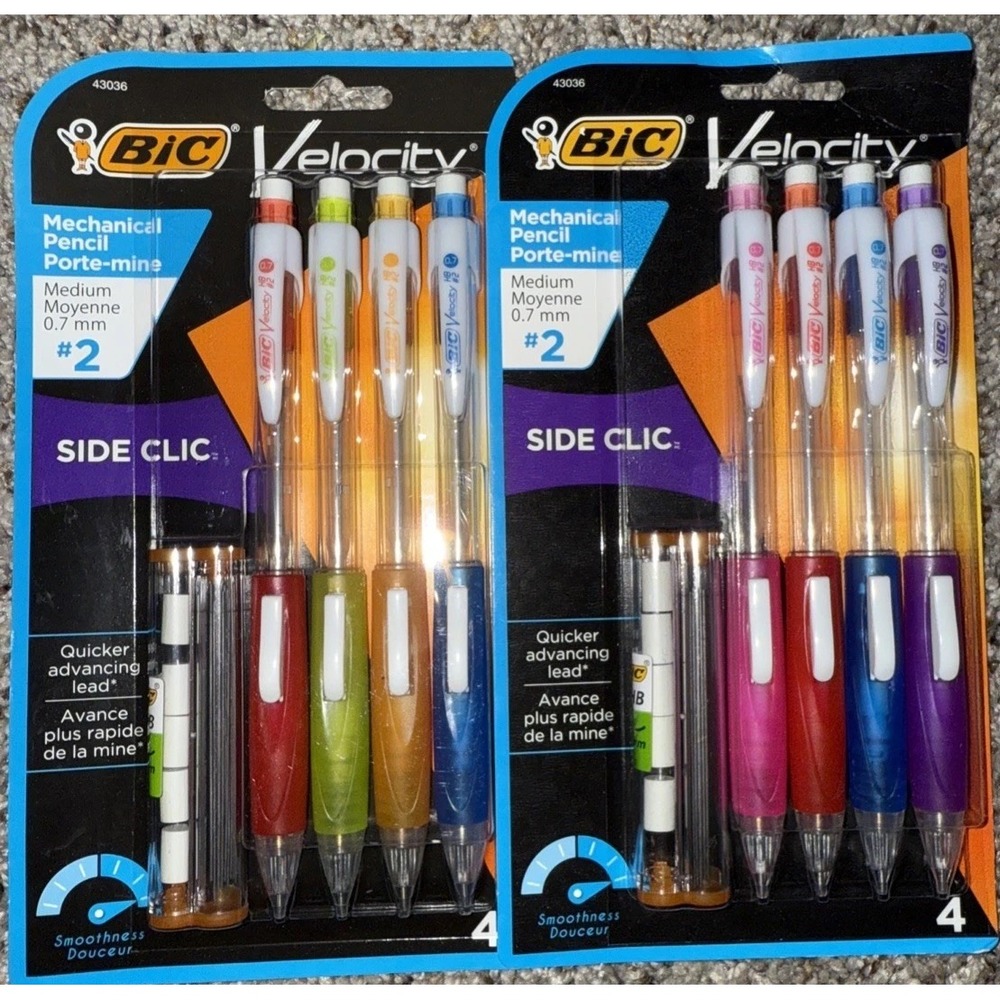 Set Of 2 BIC Velocity Side Clic Mechanical Pencil, Medium Point‎ (0.7Mm)